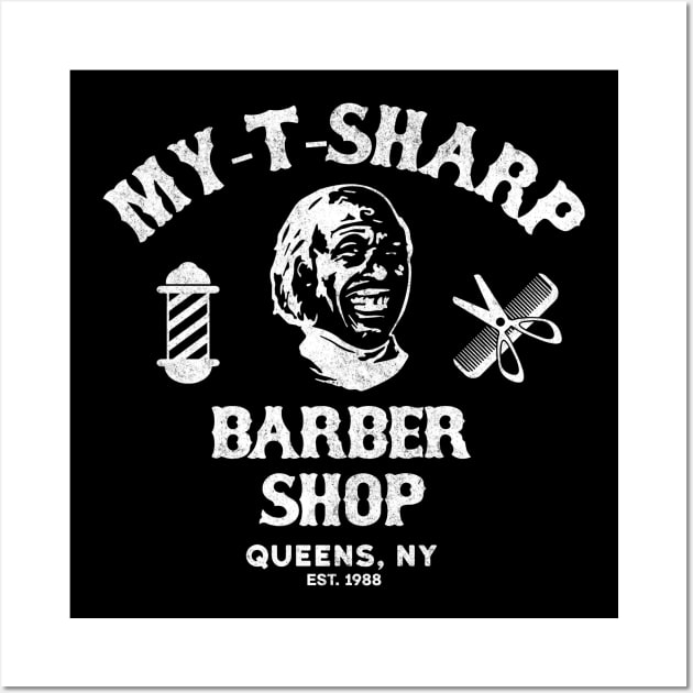 MY-T-Sharp Barber Shop - Queens, NY Est. 1988 - vintage logo Wall Art by BodinStreet